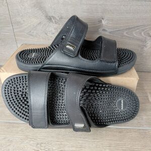 Kenkoh Serenity V Sandals Womens 10 Men 9 Black Double Strap Reflexology Massage